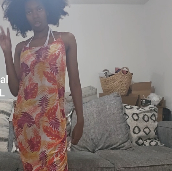 M  orange red tropical swim top - Picture 2 of 6